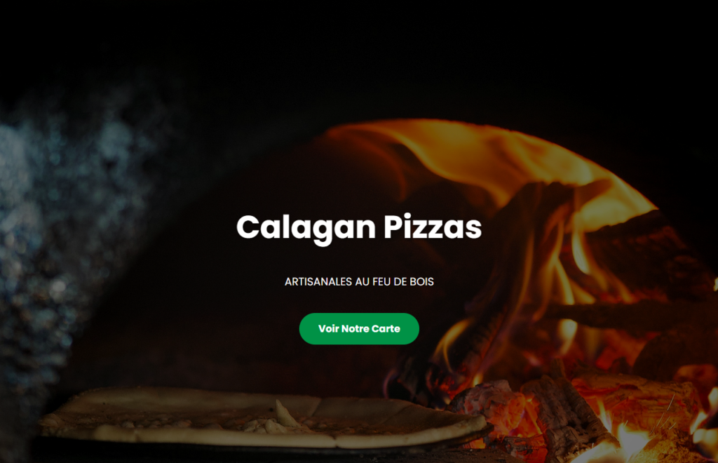 Capture d'écran du site de Pizzeria Calagan en cours de développement