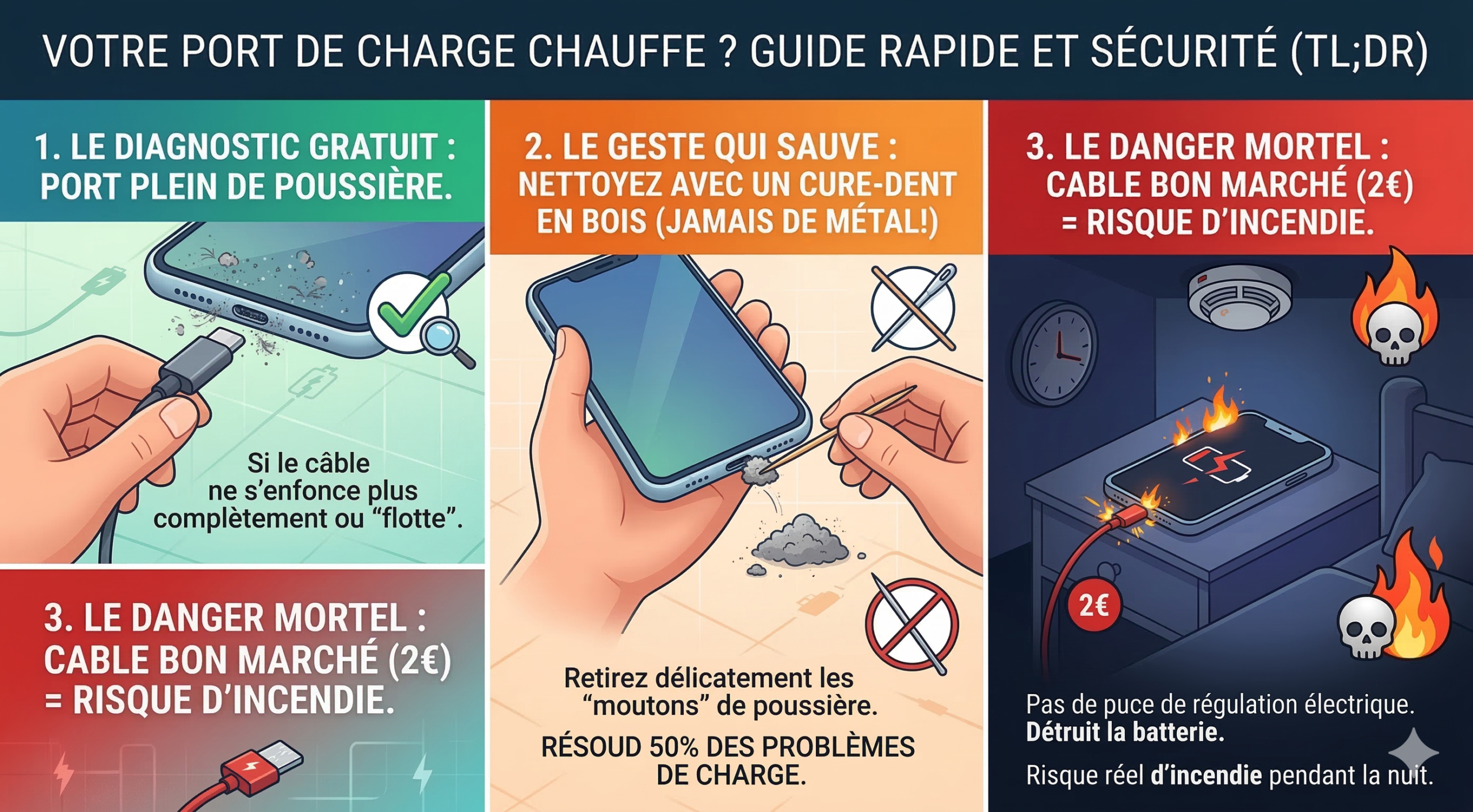 Le secret du cure-dent et le danger des câbles à 2€ : Tout savoir sur la charge