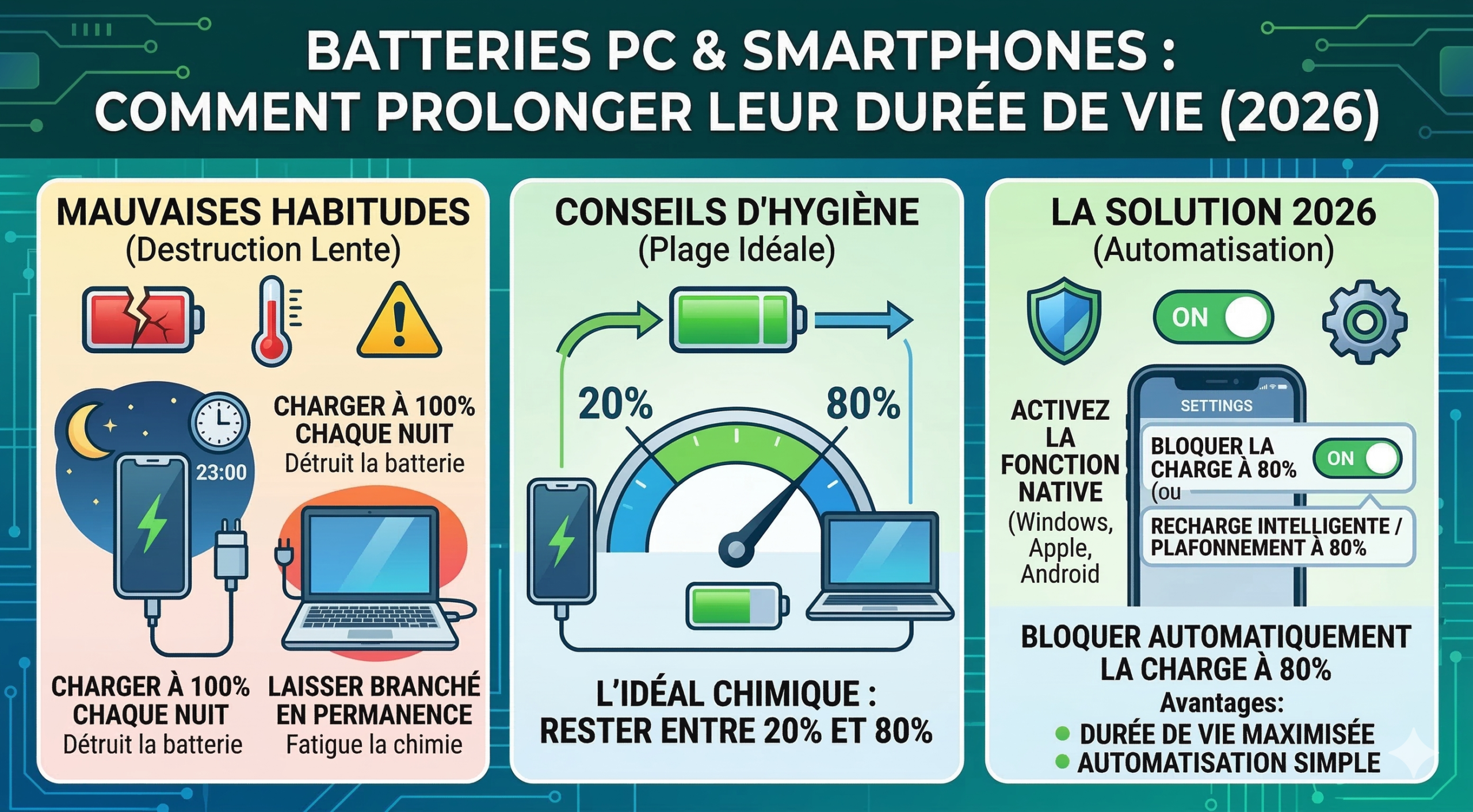 Le mythe des 100% : Pourquoi et comment brider la charge sur Windows, Android et iOS